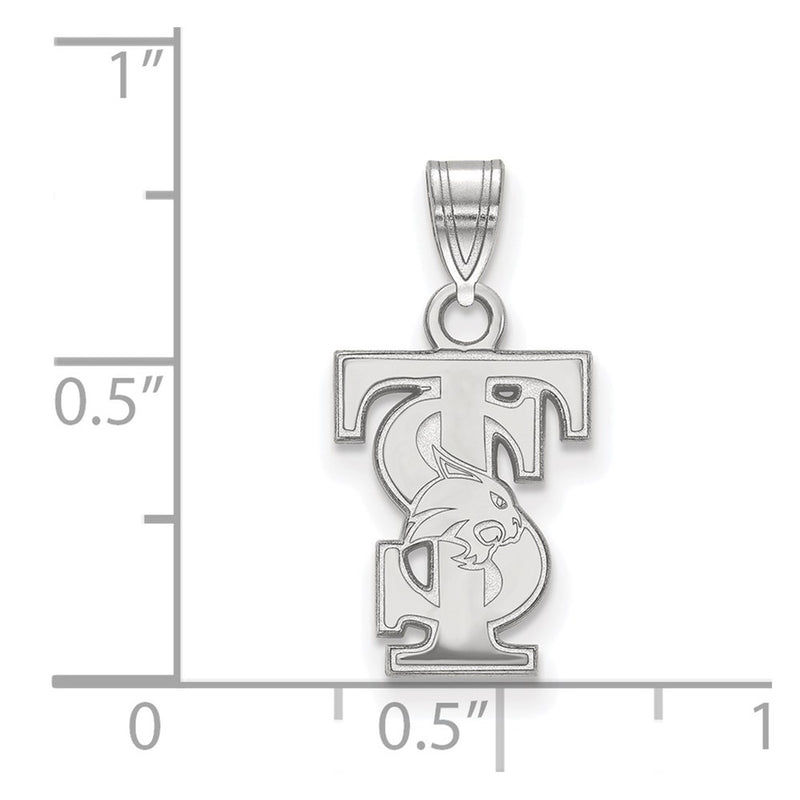 Sterling Silver Rhodium Plated Logoart Texas State University T S Small Pendant