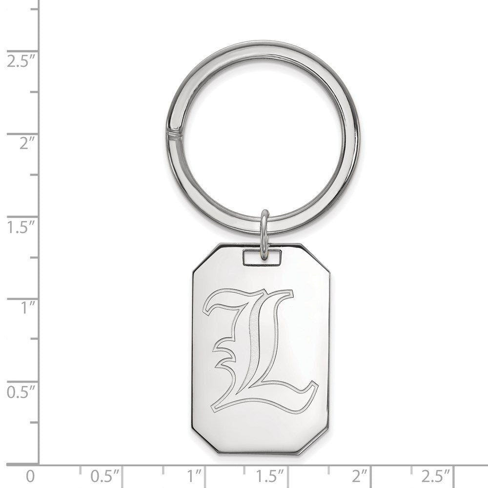 Sterling Silver Rhod-Pltd Logoart University of Louisville Key Ring