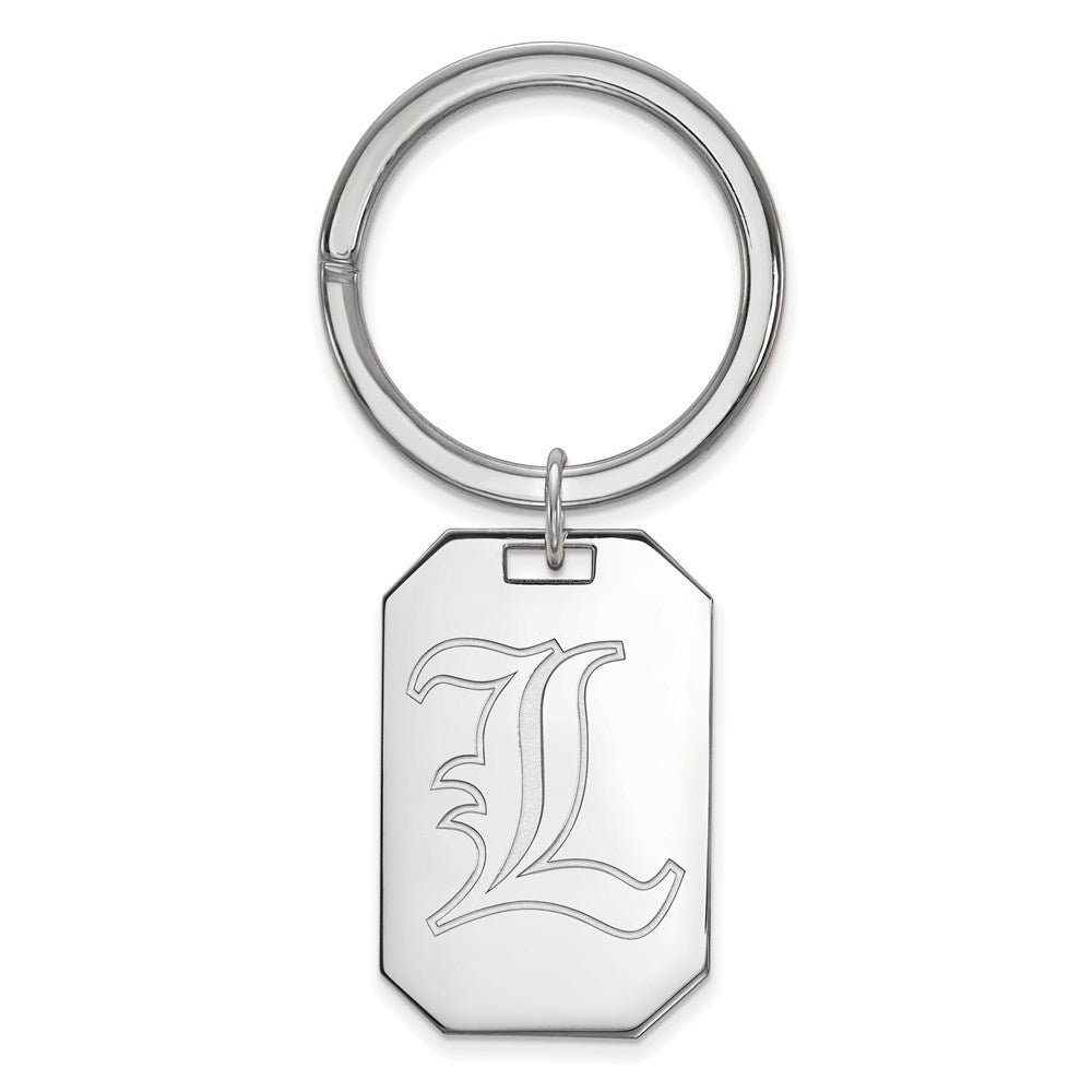 Sterling Silver Rhod-Pltd Logoart University of Louisville Key Ring