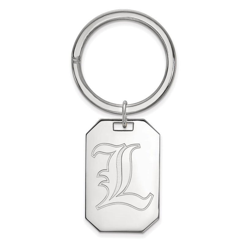 Sterling Silver Rhod-Pltd Logoart University of Louisville Key Ring
