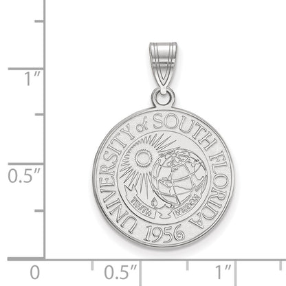 Sterling Silver Rhodium Plated Logoart University Of South Florida Large Crest Pendant