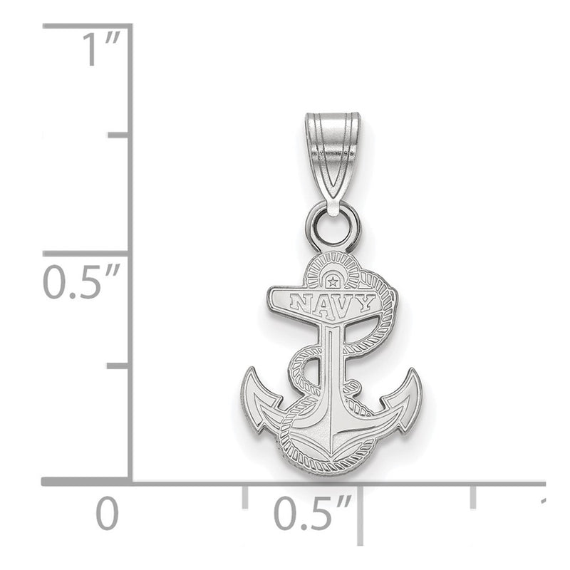 10K White Gold Logoart Us Naval Academy Anchor Small Pendant