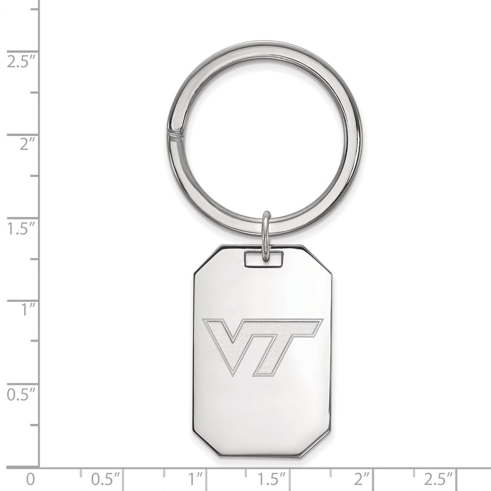 Sterling Silver Rhod-Pltd Logoart Virginia Tech Key Ring