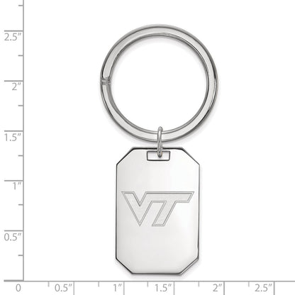 Sterling Silver Rhod-Pltd Logoart Virginia Tech Key Ring