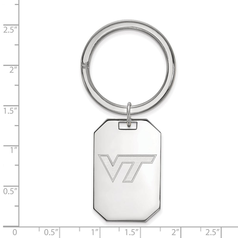 Sterling Silver Rhod-Pltd Logoart Virginia Tech Key Ring