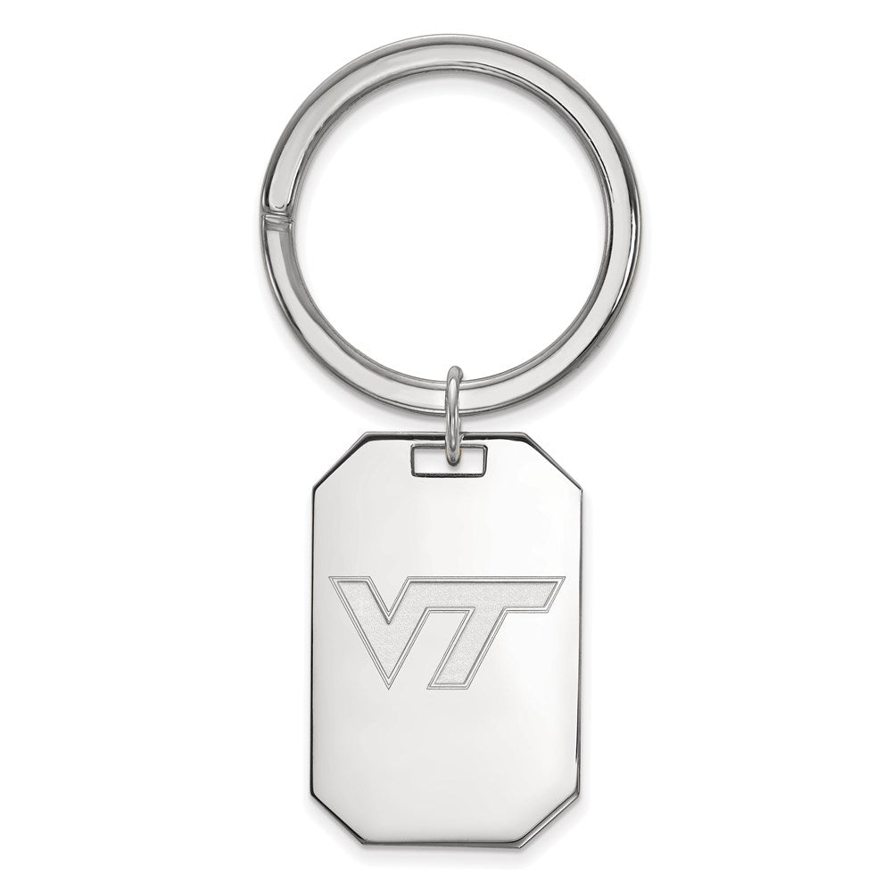 Sterling Silver Rhod-Pltd Logoart Virginia Tech Key Ring