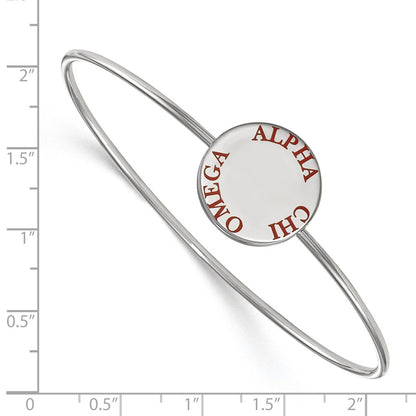 Sterling Silver Rh Plated Logoart Alpha Chi Omega Enameled Slip On Bangle
