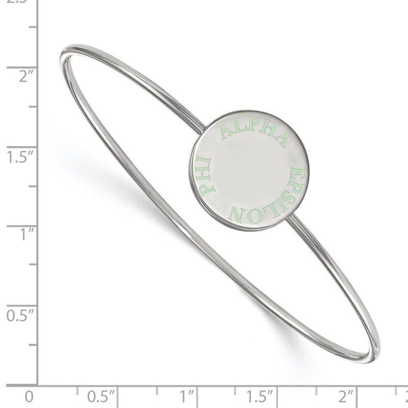 Sterling Silver S. Rh Plated Logoart Alpha Epsilon Phi Enameled Slip On Bangle