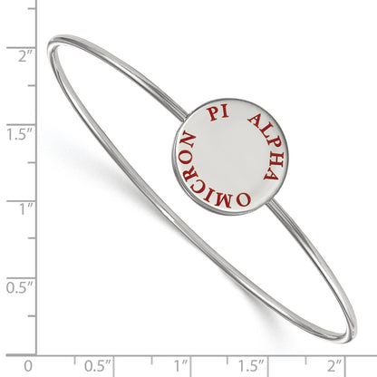 Sterling S. Rhodium Plated Logoart Alpha Omicron Pi Enameled Slip-On Bangle