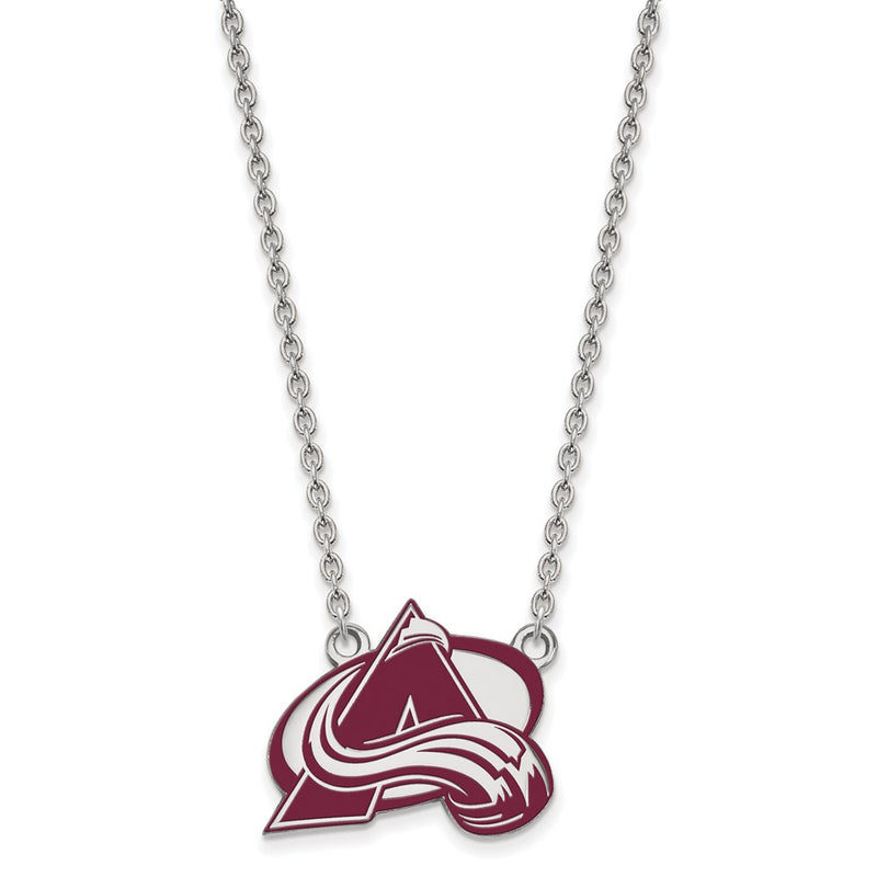 Sterling Silver Rhodium Plated Nhl Logoart Colorado Avalanche Letter A Large Enameled Pendant 18 Inch Necklace