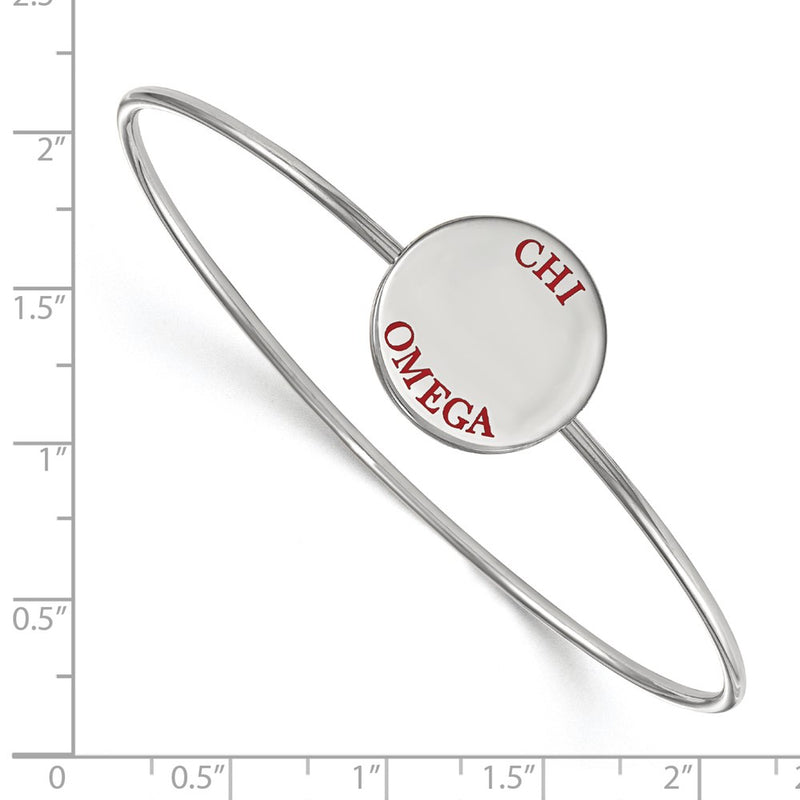 Sterling Silver Rh Plated Logoart Chi Omega Enameled Slip On Bangle