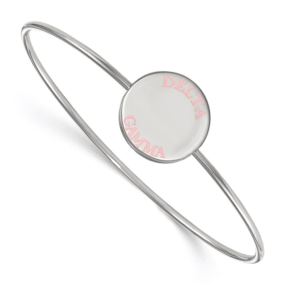 Sterling Silver Rh Plated Logoart Delta Gamma Enameled Slip On Bangle Bracelet