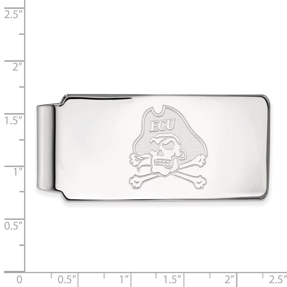 Sterling Silver Rhod-Pltd Logoart East Carolina University Money Clip