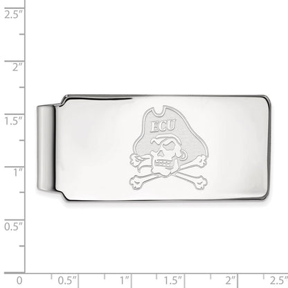 Sterling Silver Rhod-Pltd Logoart East Carolina University Money Clip