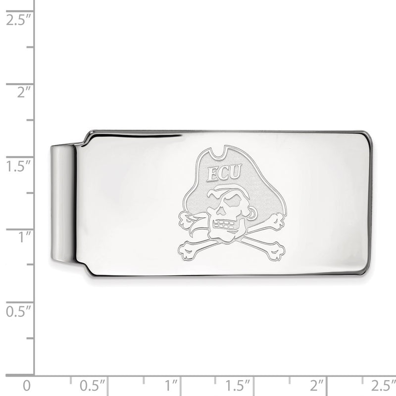 Sterling Silver Rhod-Pltd Logoart East Carolina University Money Clip