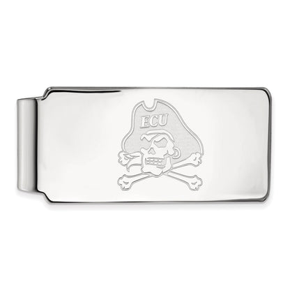 Sterling Silver Rhod-Pltd Logoart East Carolina University Money Clip