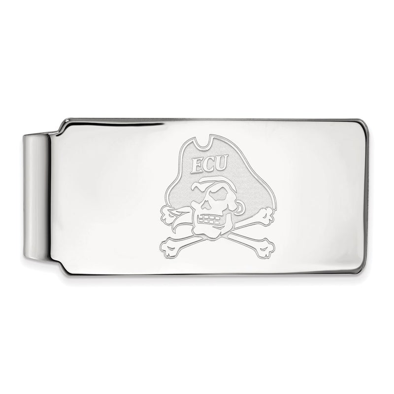Sterling Silver Rhod-Pltd Logoart East Carolina University Money Clip