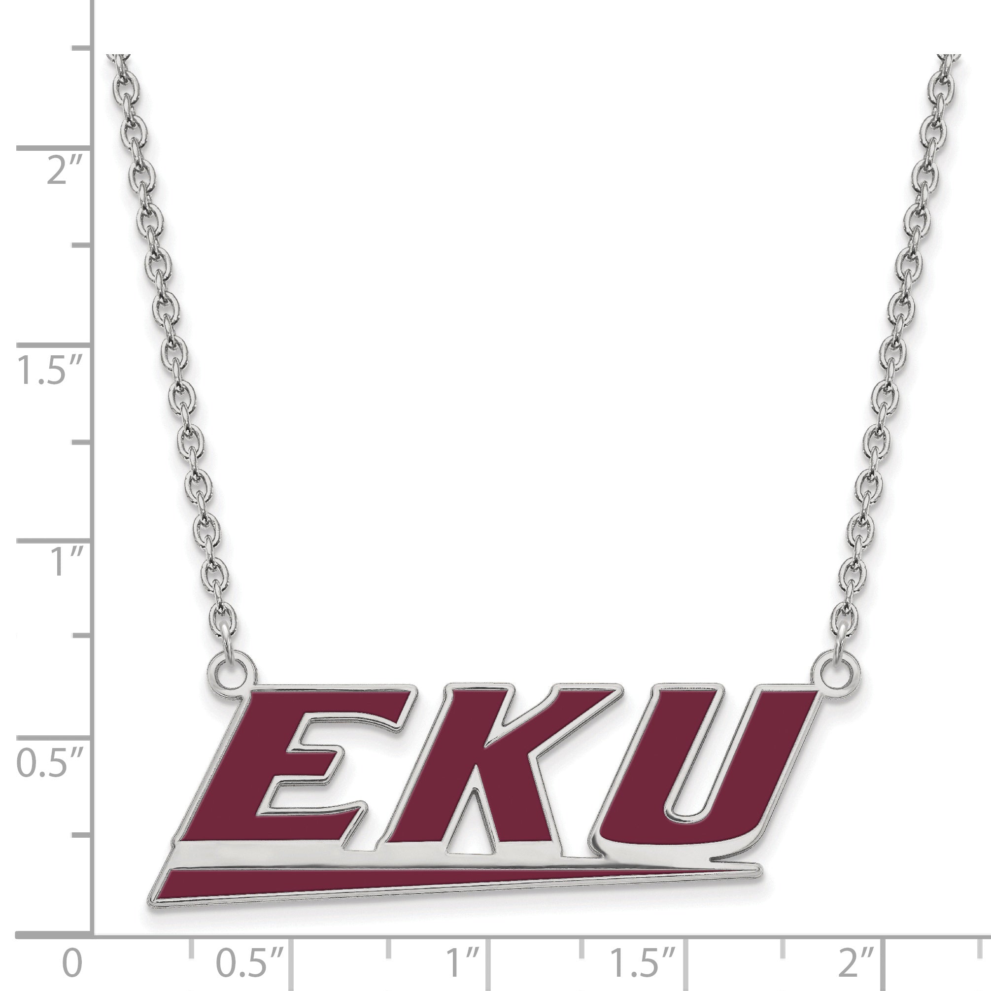 Sterling Silver Rhodium Plated Logoart Eastern Kentucky University E K U Large Enameled Pendant 18 Inch Necklace