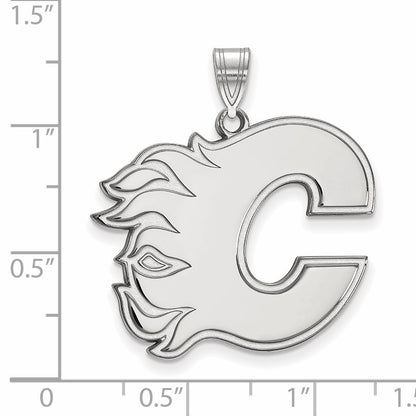 10K White Gold Nhl Logoart Calgary Flames Letter C Extra Large Pendant
