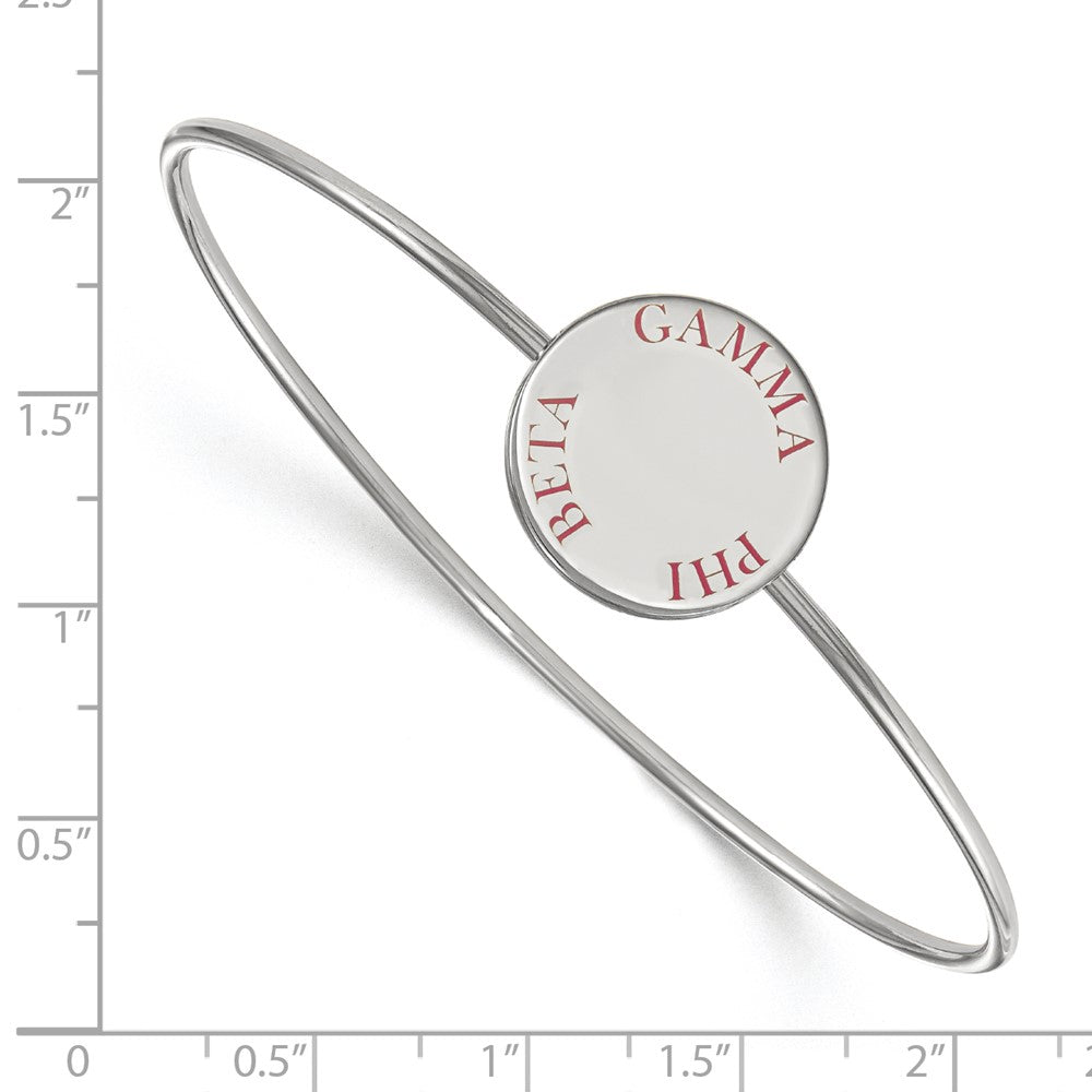 Sterling Silver Rh Plated Logoart Gamma Phi Beta Enameled Slip On Bangle Bracelet
