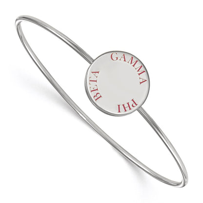 Sterling Silver Rh Plated Logoart Gamma Phi Beta Enameled Slip On Bangle Bracelet