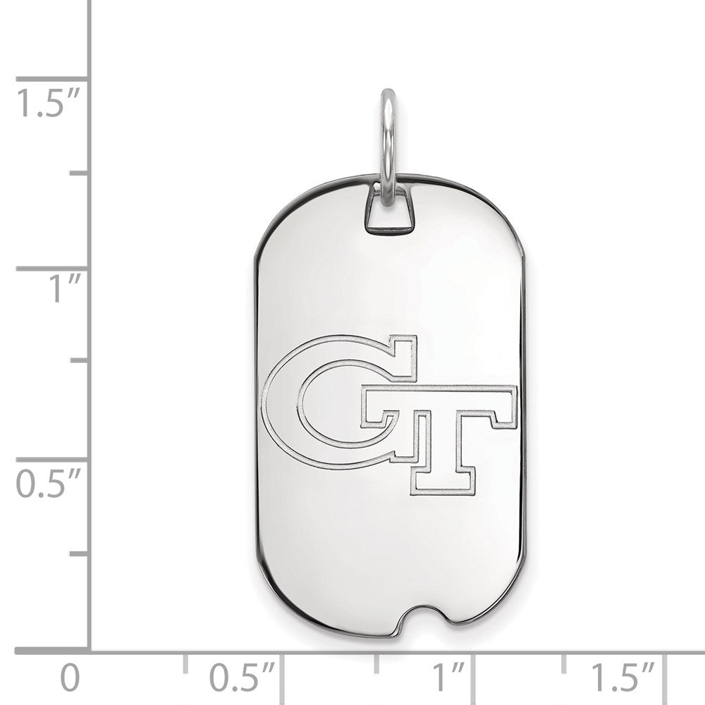14K White Gold Logoart Georgia Institute Of Technology G T Small Dog Tag Pendant