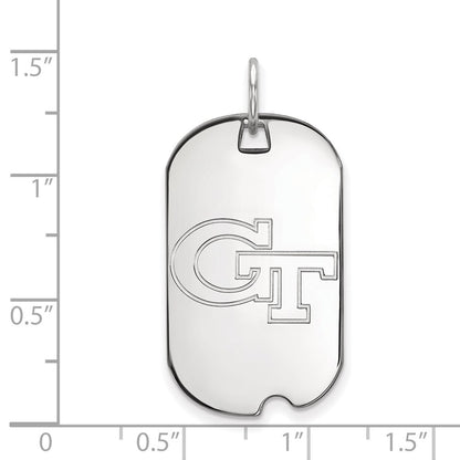 14K White Gold Logoart Georgia Institute Of Technology G T Small Dog Tag Pendant