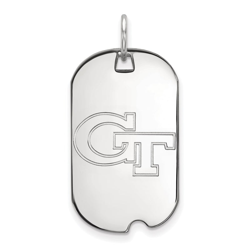 Sterling Silver Rhodium Plated Logoart Georgia Institute Of Technology G T Small Dog Tag Pendant