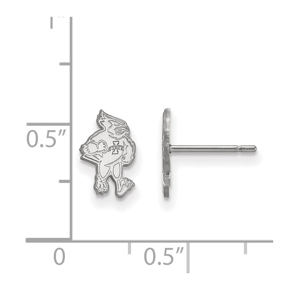 Sterling Silver Rhodium Plated Logoart Iowa State University Cardinal Extra Small Post Earrings