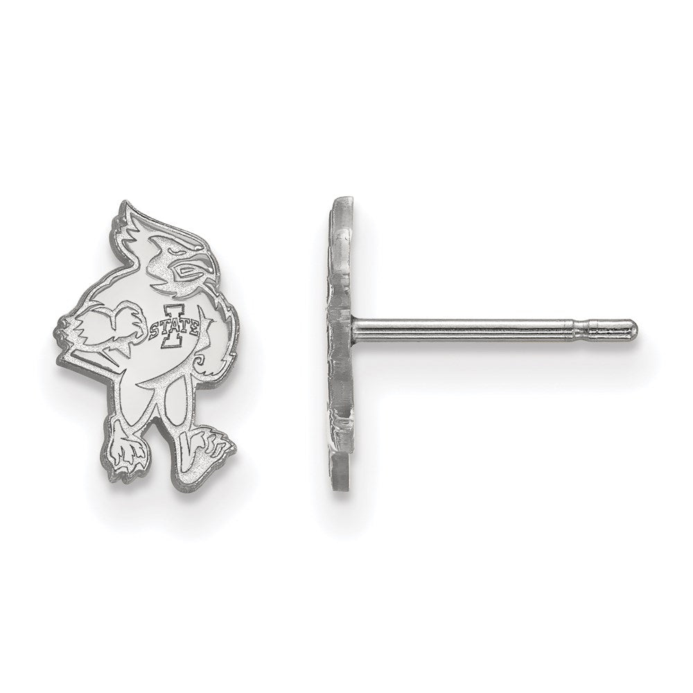 Sterling Silver Rhodium Plated Logoart Iowa State University Cardinal Extra Small Post Earrings