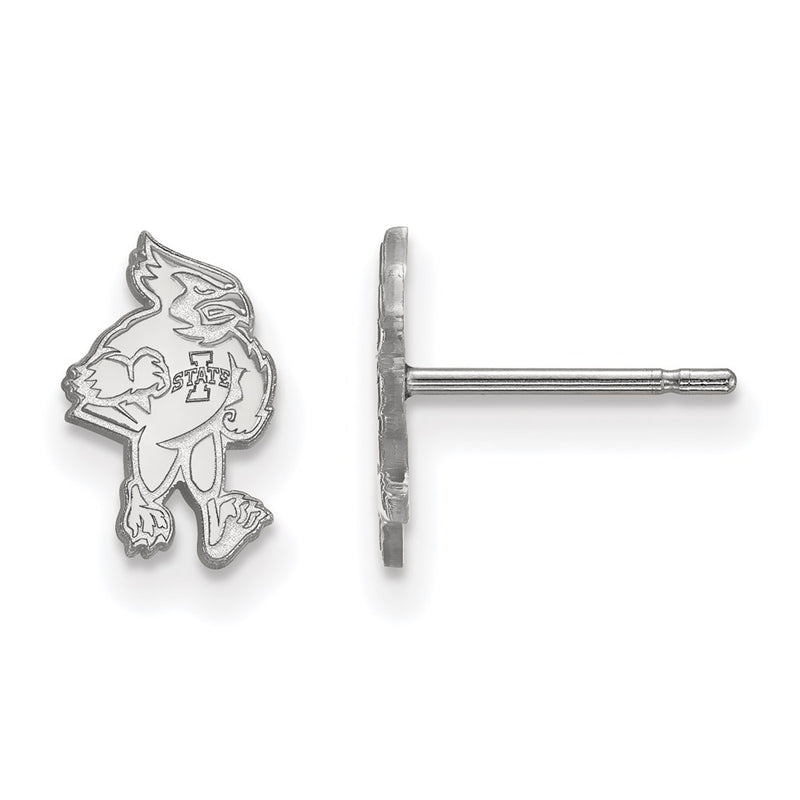 Sterling Silver Rhodium Plated Logoart Iowa State University Cardinal Extra Small Post Earrings