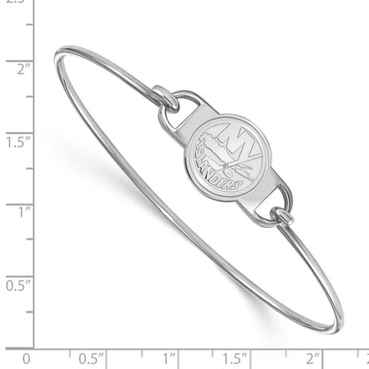 Sterling Silver Rhodium Plated Nhl Logoart New York Islanders Small Center 7 Inch Wire Bangle