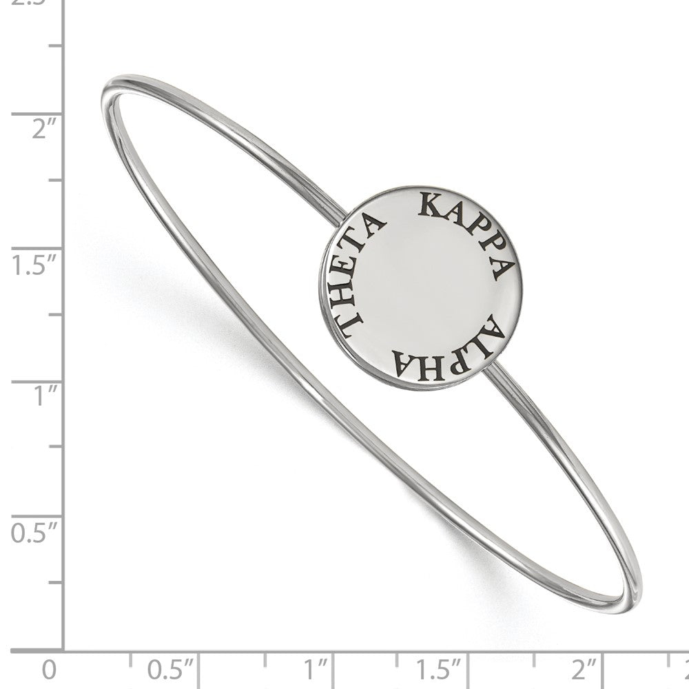Sterling Silver S. Rh Plated Logoart Kappa Alpha Theta Enameled Slip On Bangle