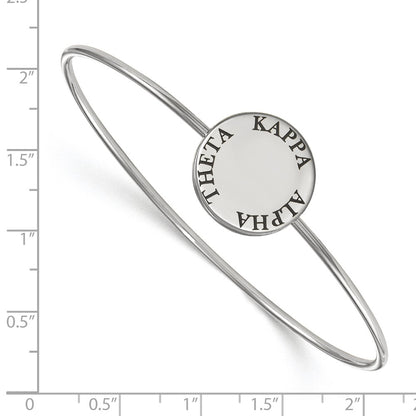 Sterling Silver S. Rh Plated Logoart Kappa Alpha Theta Enameled Slip On Bangle