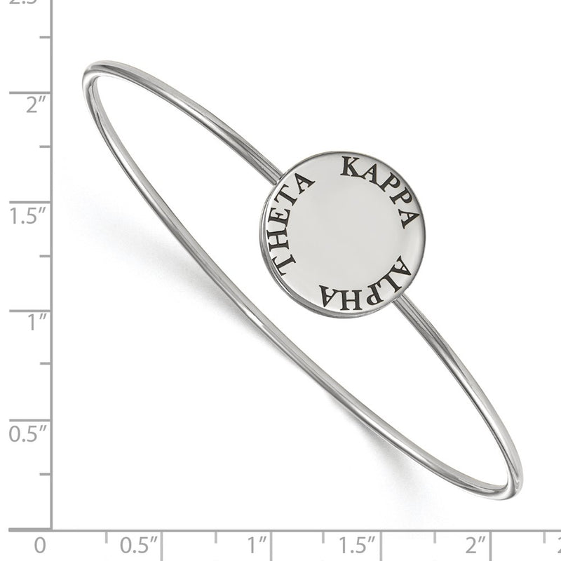 Sterling Silver S. Rh Plated Logoart Kappa Alpha Theta Enameled Slip On Bangle