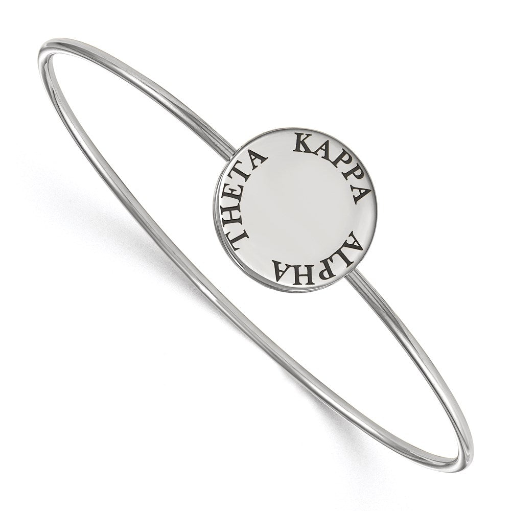 Sterling Silver S. Rh Plated Logoart Kappa Alpha Theta Enameled Slip On Bangle