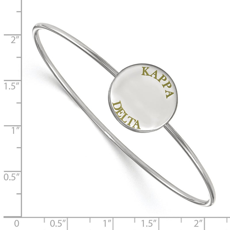 Sterling Silver Rh Plated Logoart Kappa Delta Enameled Slip On Bangle