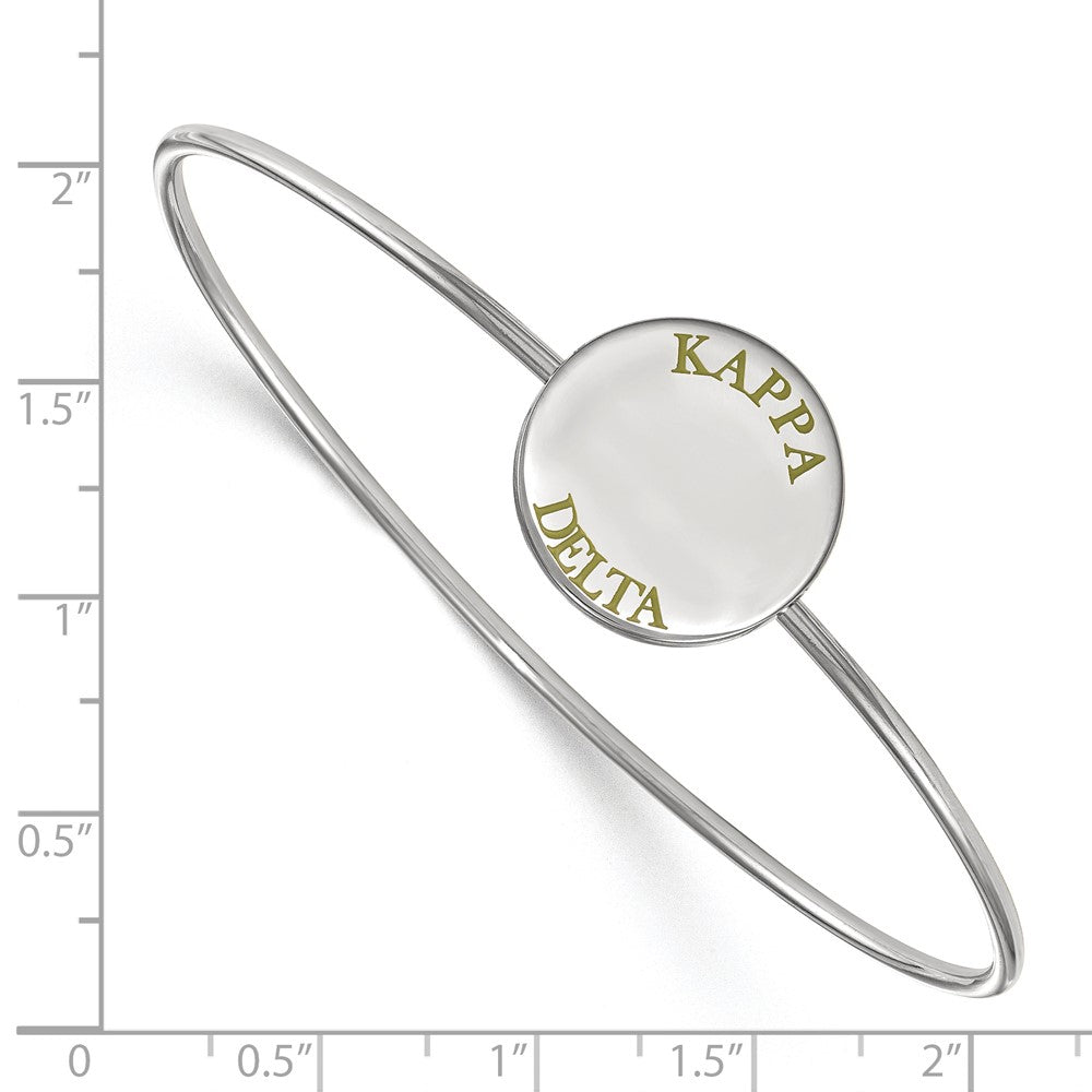 Sterling Silver Rh Plated Logoart Kappa Delta Enameled Slip On Bangle