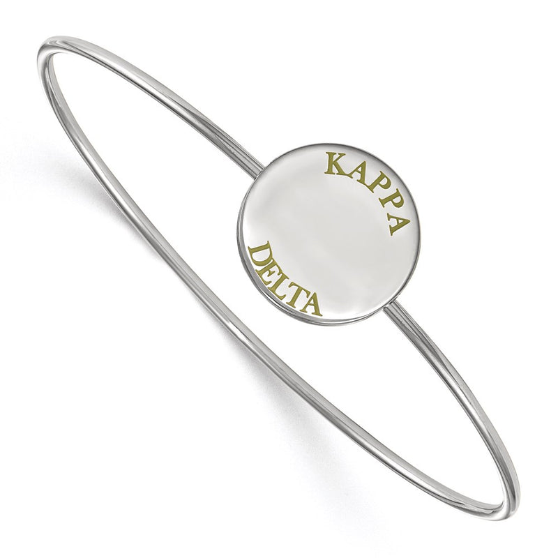 Sterling Silver Rh Plated Logoart Kappa Delta Enameled Slip On Bangle