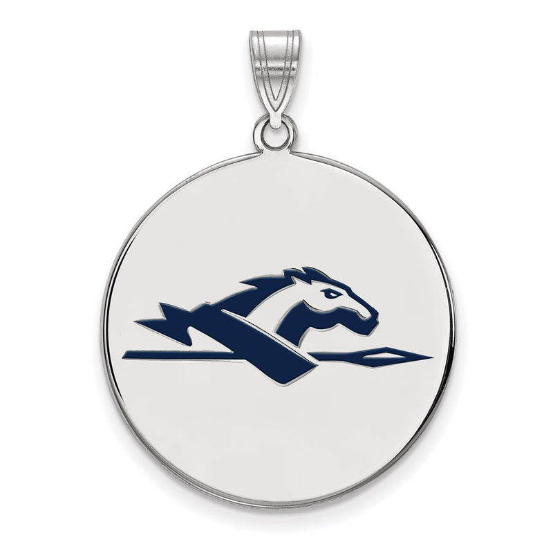 Sterling Silver Rhodium Plated Logoart Longwood University Horse Extra Large Enameled Disc Pendant