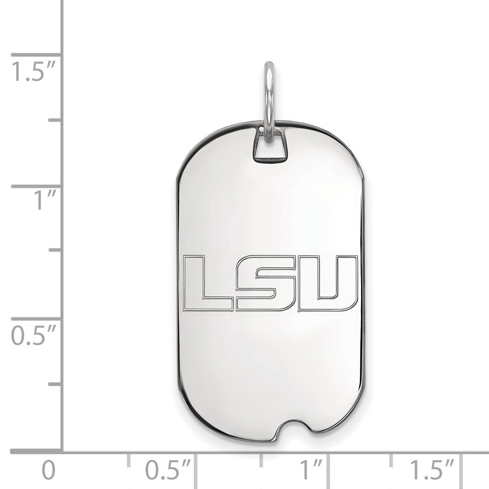 10K White Gold Logoart Louisiana State University L S U Small Dog Tag Pendant