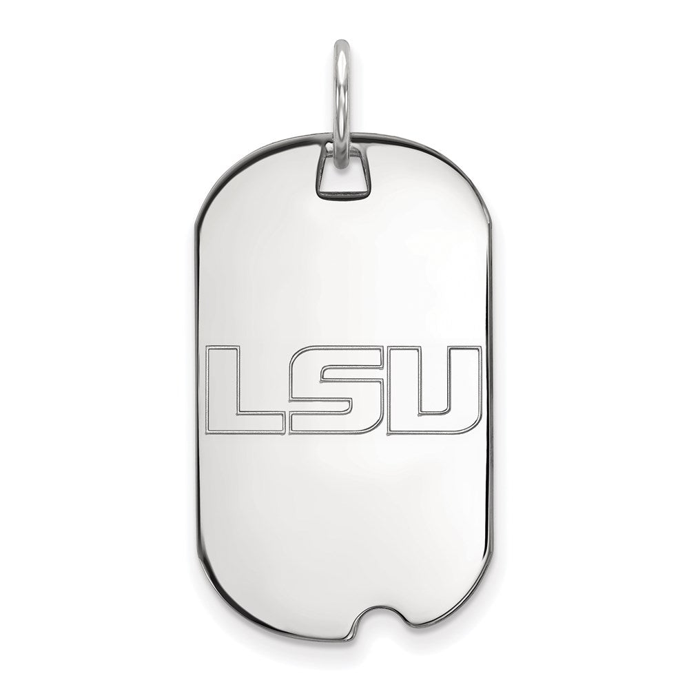 10K White Gold Logoart Louisiana State University L S U Small Dog Tag Pendant