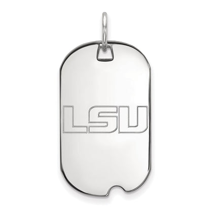 10K White Gold Logoart Louisiana State University L S U Small Dog Tag Pendant