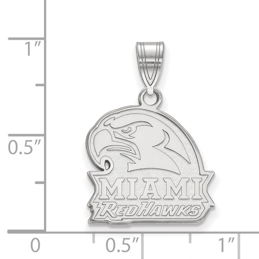 Sterling Silver Rhodium Plated Logoart Miami University Ohio Redhawks Medium Pendant