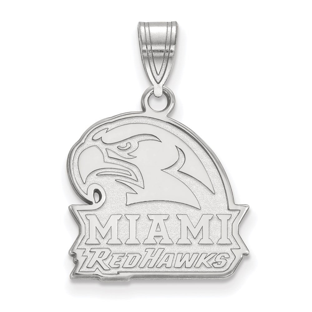 Sterling Silver Rhodium Plated Logoart Miami University Ohio Redhawks Medium Pendant