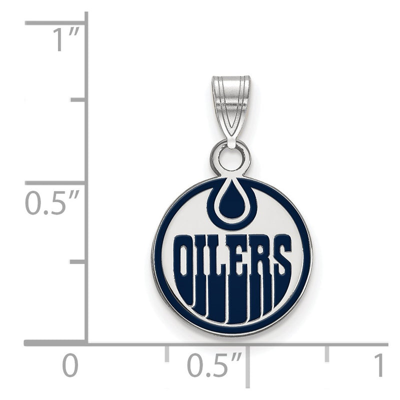 Sterling Silver Rhodium Plated Nhl Logoart Edmonton Oilers Small Enameled Pendant