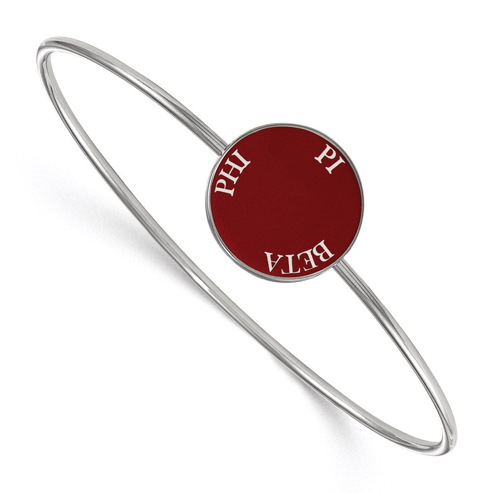 Sterling Silver Rh Plated Logoart Pi Beta Phi Enameled Slip On Bangle Bracelet