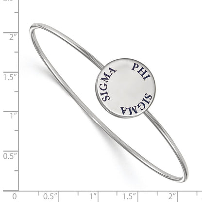 Sterling Silver Rh Plated Logoart Phi Sigma Enameled Slip On Bangle