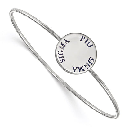 Sterling Silver Rh Plated Logoart Phi Sigma Enameled Slip On Bangle