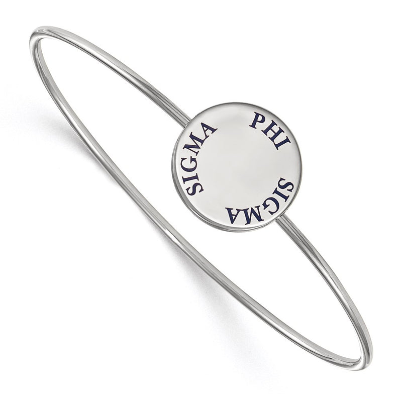 Sterling Silver Rh Plated Logoart Phi Sigma Enameled Slip On Bangle